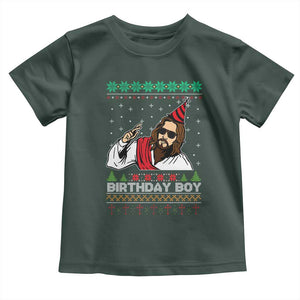 Crhistmas Birthday Boy Jesus Ugly Christmas Toddler T Shirt TS10 Dark Forest Green Print Your Wear