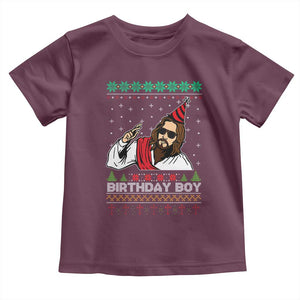 Crhistmas Birthday Boy Jesus Ugly Christmas Toddler T Shirt TS10 Maroon Print Your Wear