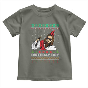 Crhistmas Birthday Boy Jesus Ugly Christmas Toddler T Shirt TS10 Military Green Print Your Wear