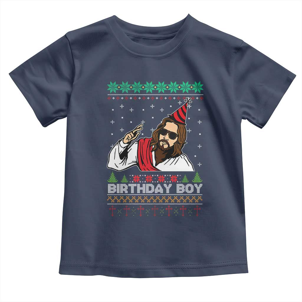Crhistmas Birthday Boy Jesus Ugly Christmas Toddler T Shirt TS10 Navy Print Your Wear