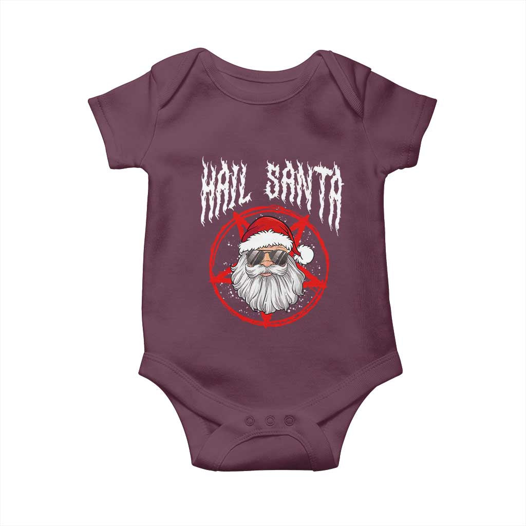 Hail Santa Christmas Baby Onesie Goth Christmas Horror Lover Gift TS10 Maroon Print Your Wear
