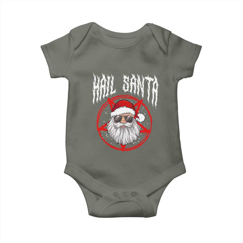Hail Santa Christmas Baby Onesie Goth Christmas Horror Lover Gift TS10 Military Green Print Your Wear