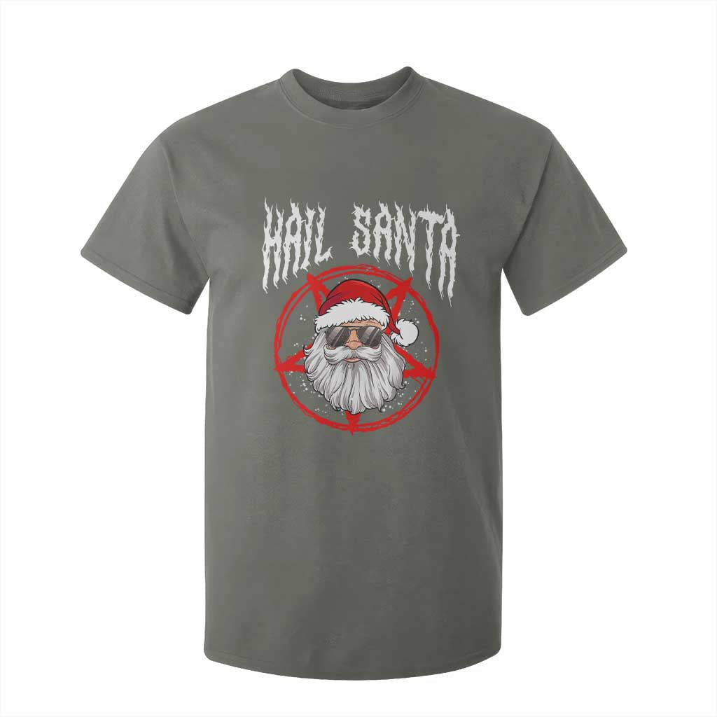 Hail Santa Christmas T Shirt For Kid Goth Christmas Horror Lover Gift TS10 Military Green Print Your Wear
