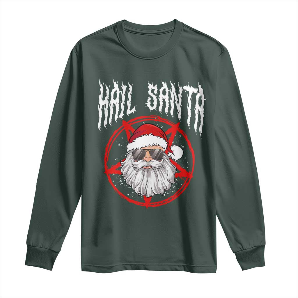 Hail Santa Christmas Long Sleeve Shirt Goth Christmas Horror Lover Gift TS10 Dark Forest Green Print Your Wear