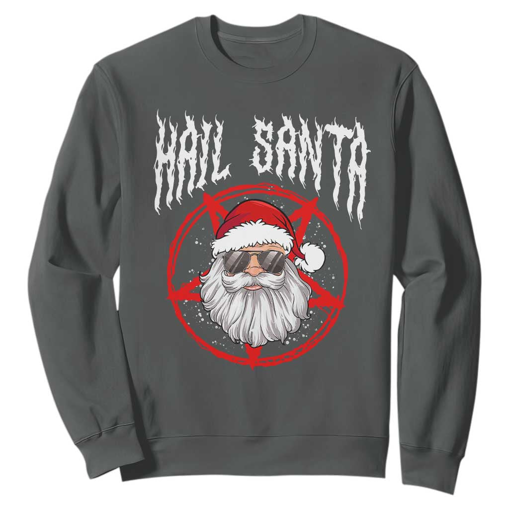 Hail Santa Christmas Sweatshirt Goth Christmas Horror Lover Gift TS10 Dark Heather Print Your Wear