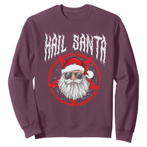 Hail Santa Christmas Sweatshirt Goth Christmas Horror Lover Gift TS10 Maroon Print Your Wear