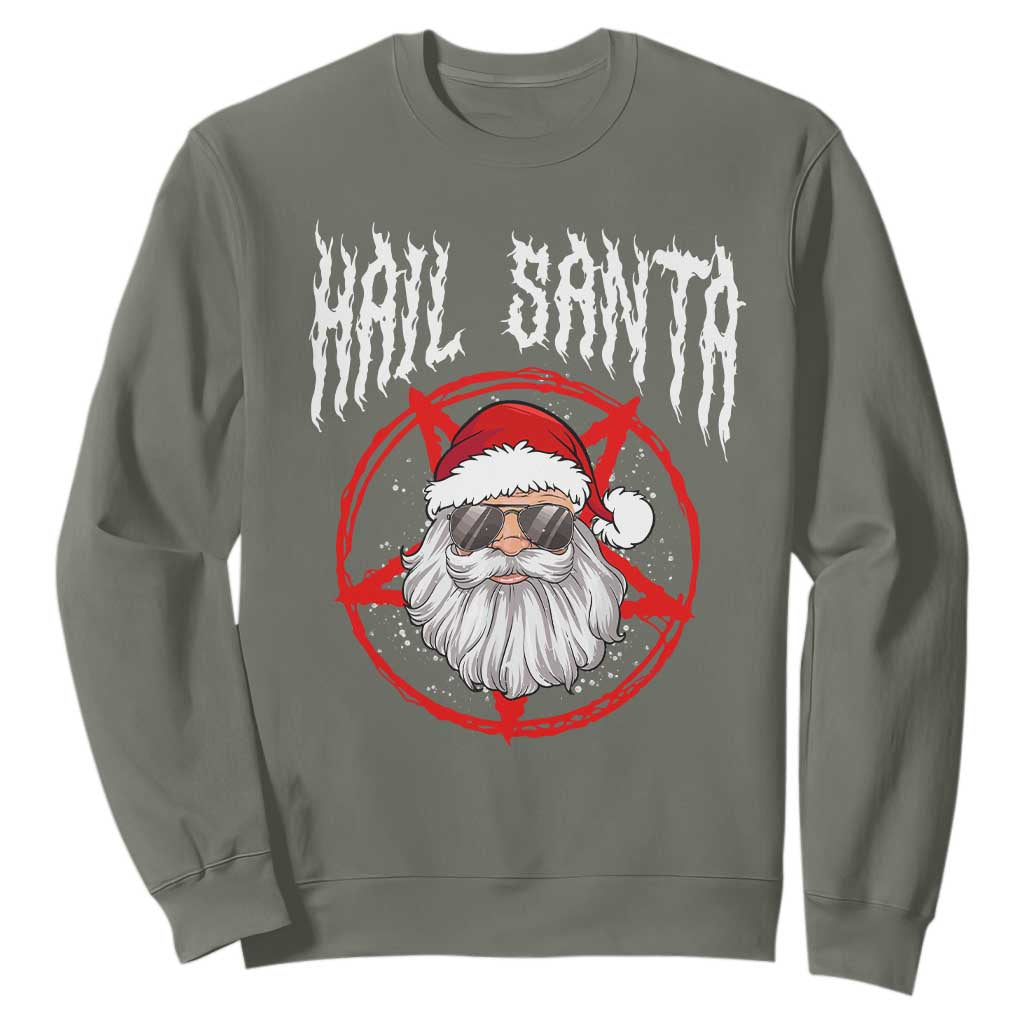 Hail Santa Christmas Sweatshirt Goth Christmas Horror Lover Gift TS10 Military Green Print Your Wear