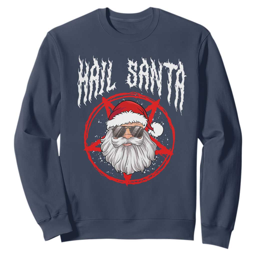 Hail Santa Christmas Sweatshirt Goth Christmas Horror Lover Gift TS10 Navy Print Your Wear