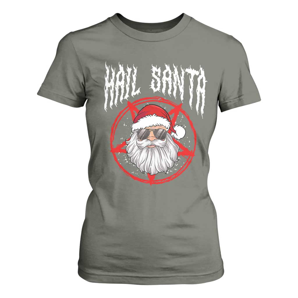 Hail Santa Christmas T Shirt For Women Goth Christmas Horror Lover Gift TS10 Military Green Print Your Wear
