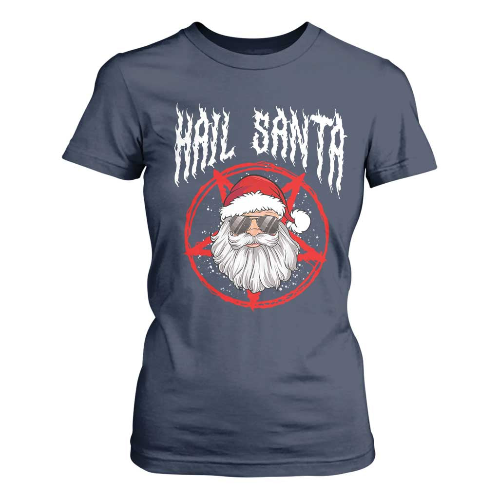 Hail Santa Christmas T Shirt For Women Goth Christmas Horror Lover Gift TS10 Navy Print Your Wear