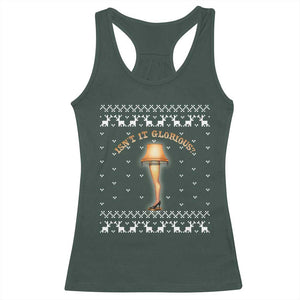 Funny Christmas Movie Racerback Tank Top Glorious Leg Lamp Ugly Gift TS10 Dark Forest Green Print Your Wear