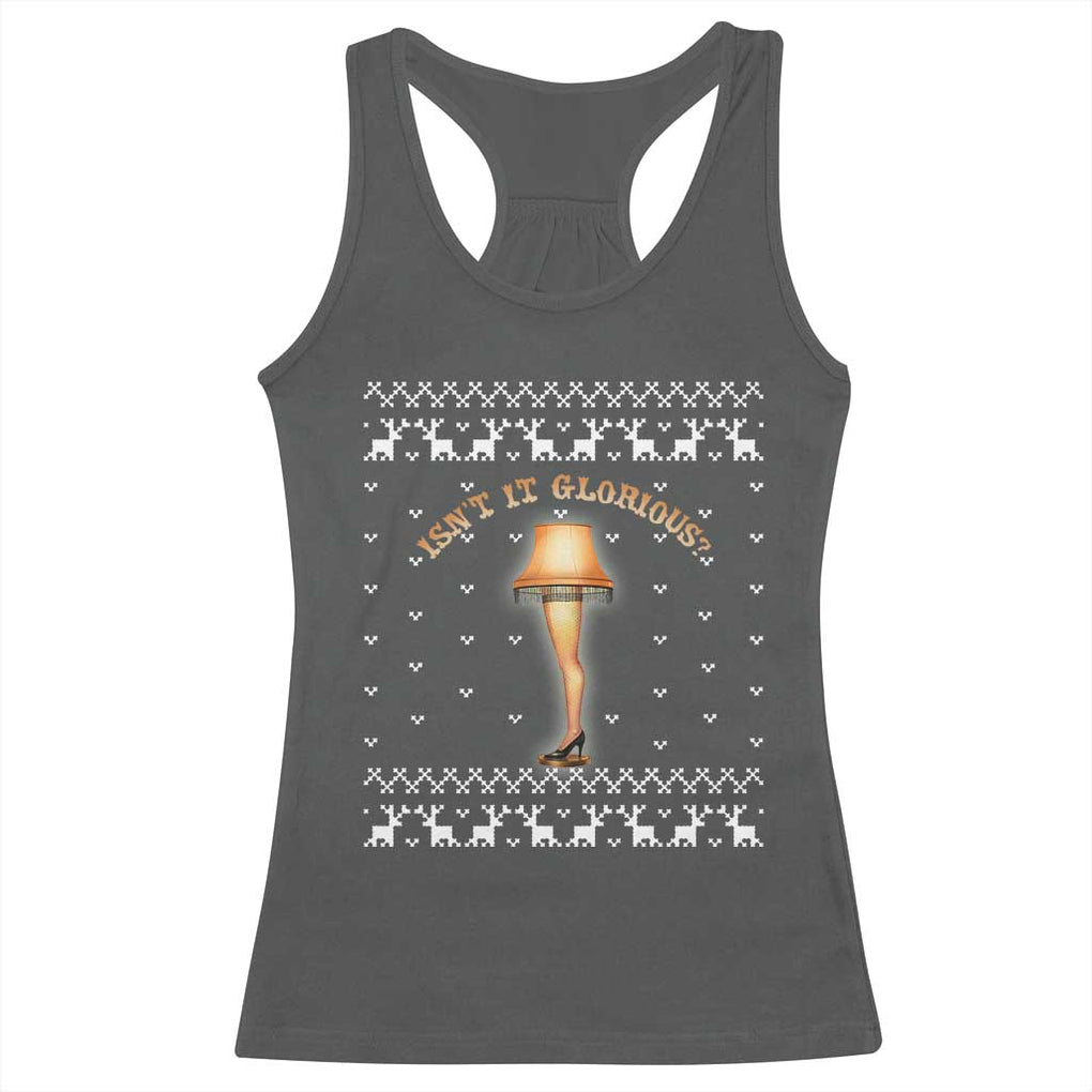 Funny Christmas Movie Racerback Tank Top Glorious Leg Lamp Ugly Gift TS10 Dark Heather Print Your Wear