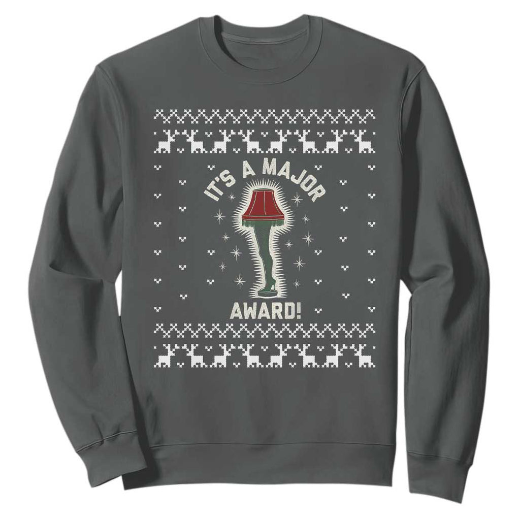 Funny Christmas Movie Sweatshirt It's A Major Award Leg Lamp Ugly Gift TS10 Dark Heather Print Your Wear