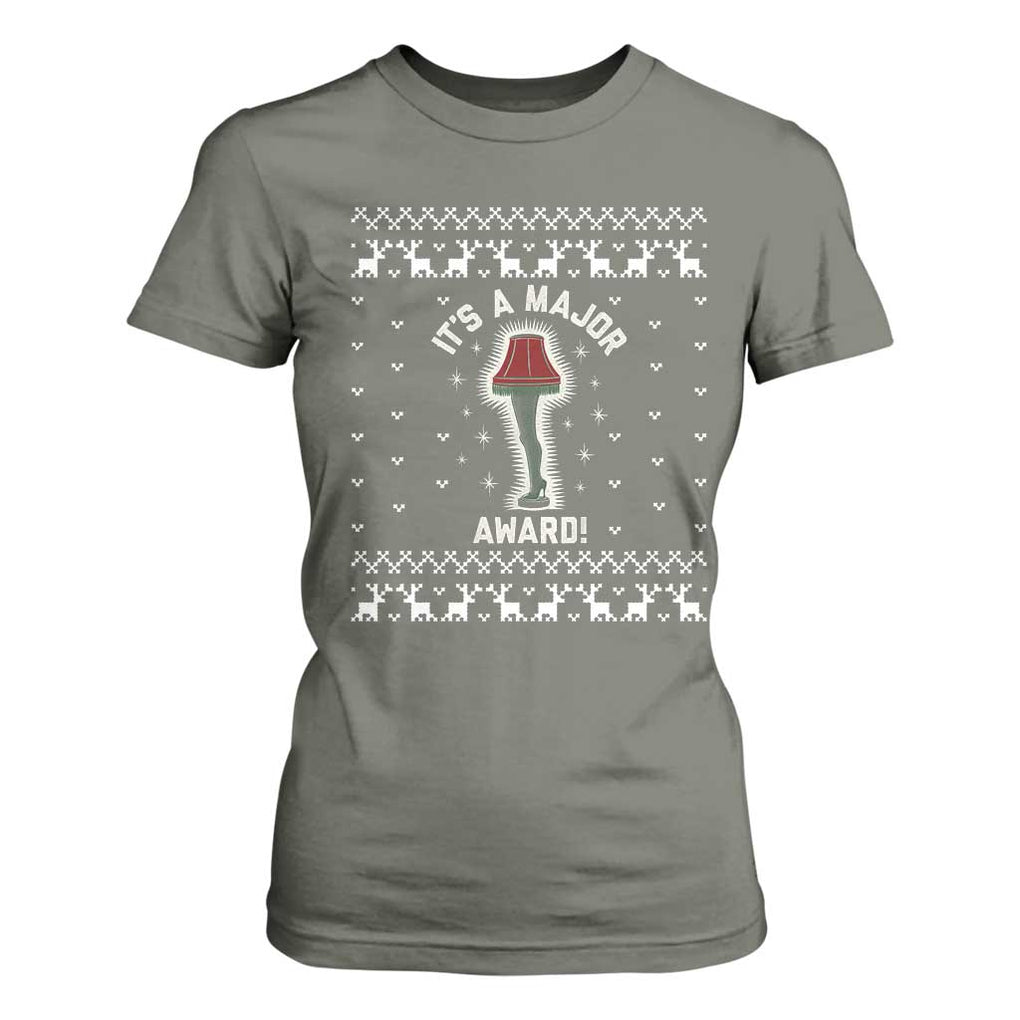 Funny Christmas Movie T Shirt For Women It's A Major Award Leg Lamp Ugly Gift TS10 Military Green Print Your Wear