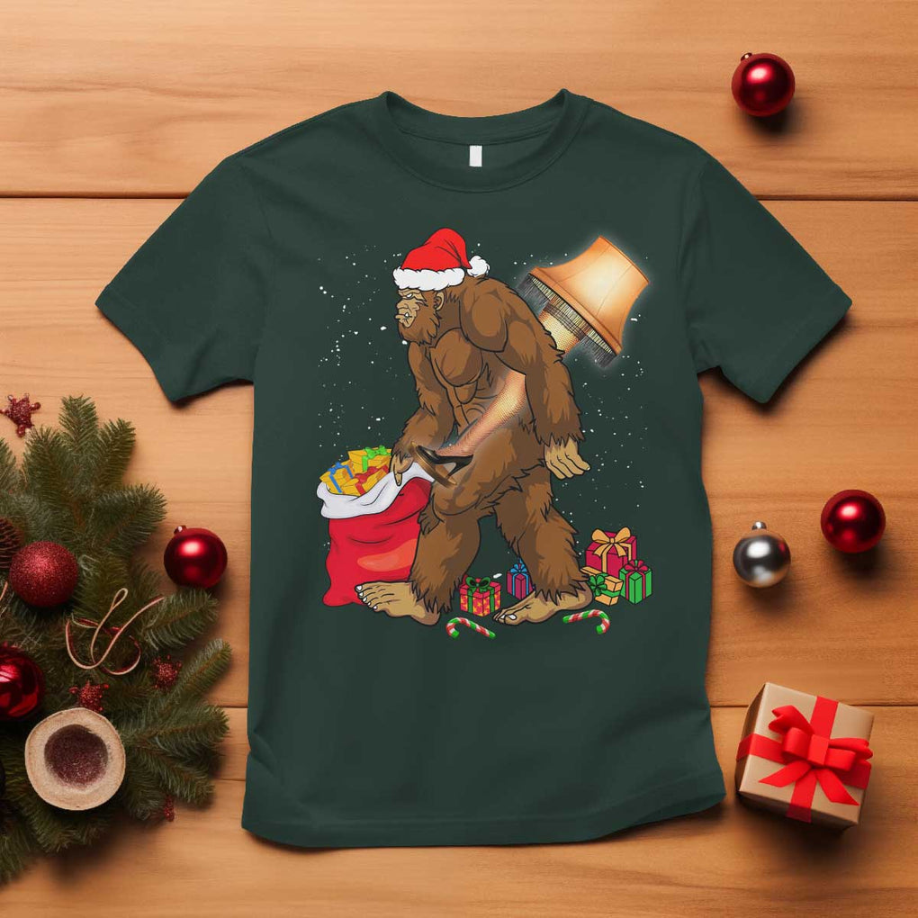 Bigfoot Christmas T Shirt Xmas Movie Sasquatch Lovers TS10 Dark Forest Green Print Your Wear