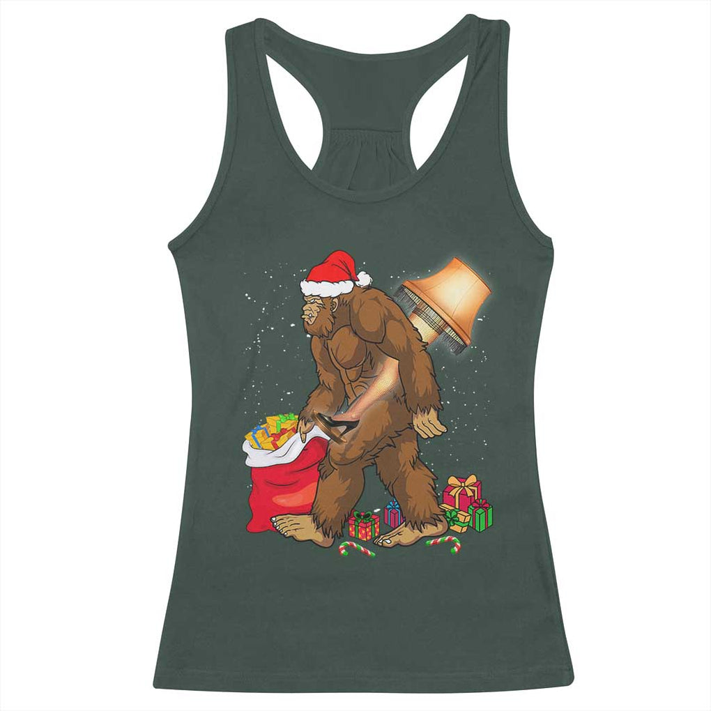 Bigfoot Christmas Racerback Tank Top Xmas Movie Sasquatch Lovers TS10 Dark Forest Green Print Your Wear