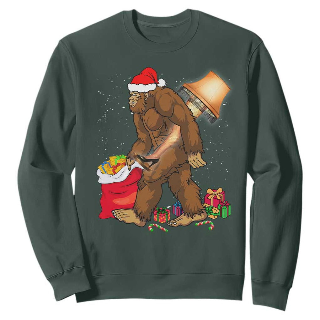 Bigfoot Christmas Sweatshirt Xmas Movie Sasquatch Lovers TS10 Dark Forest Green Print Your Wear