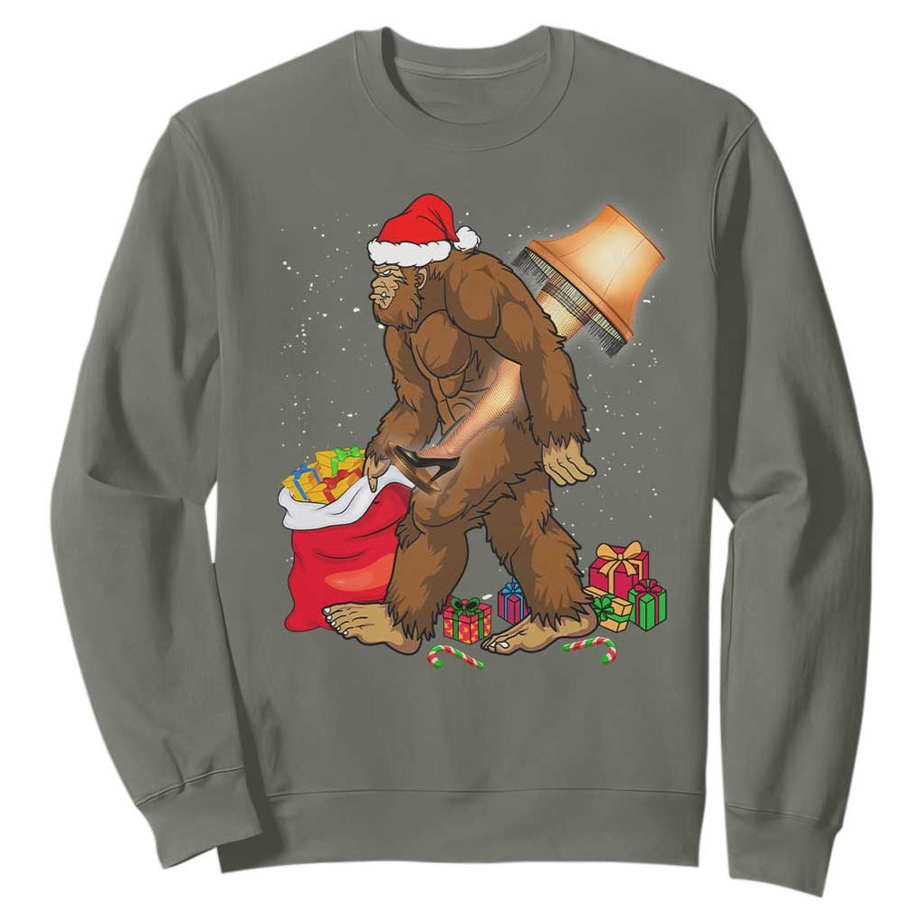 Bigfoot Christmas Sweatshirt Xmas Movie Sasquatch Lovers TS10 Military Green Print Your Wear