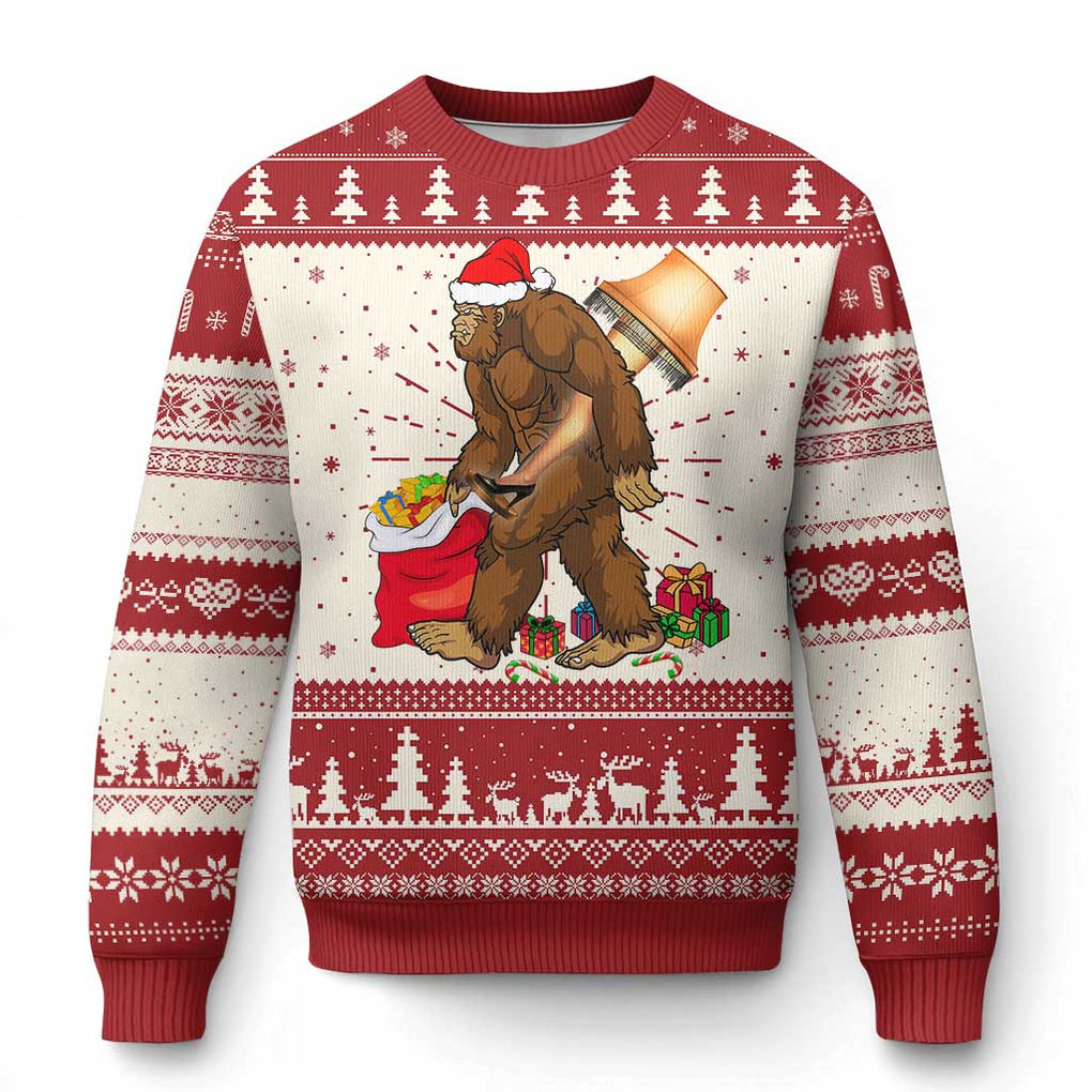 Bigfoot Xmas Ugly Christmas Sweater Xmas Movie Sasquatch Lovers TS10 Red Print Your Wear