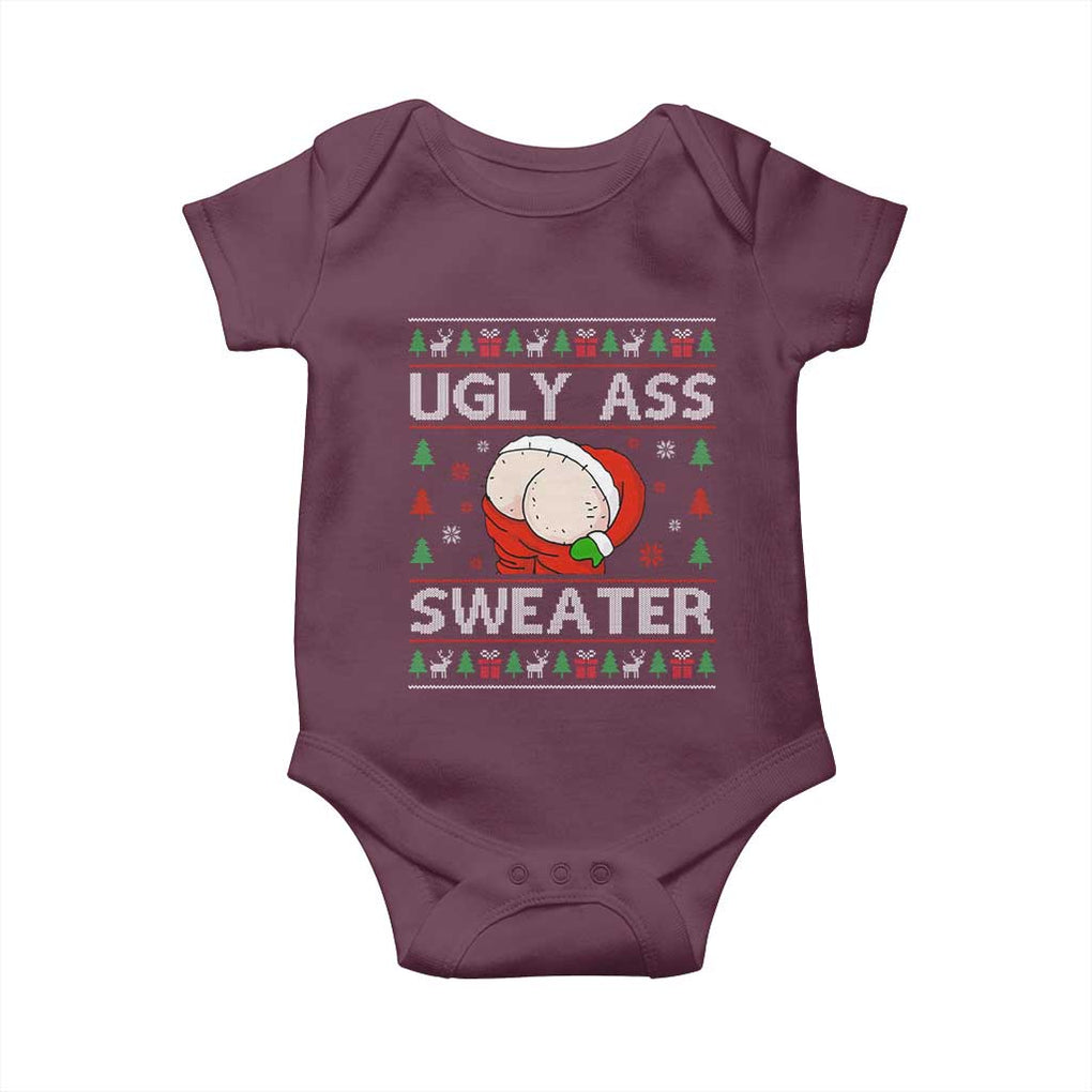 Funny Santa Christmas Baby Onesie Ugly Ass XMas Elephant Gift for Him TS10 Maroon Print Your Wear