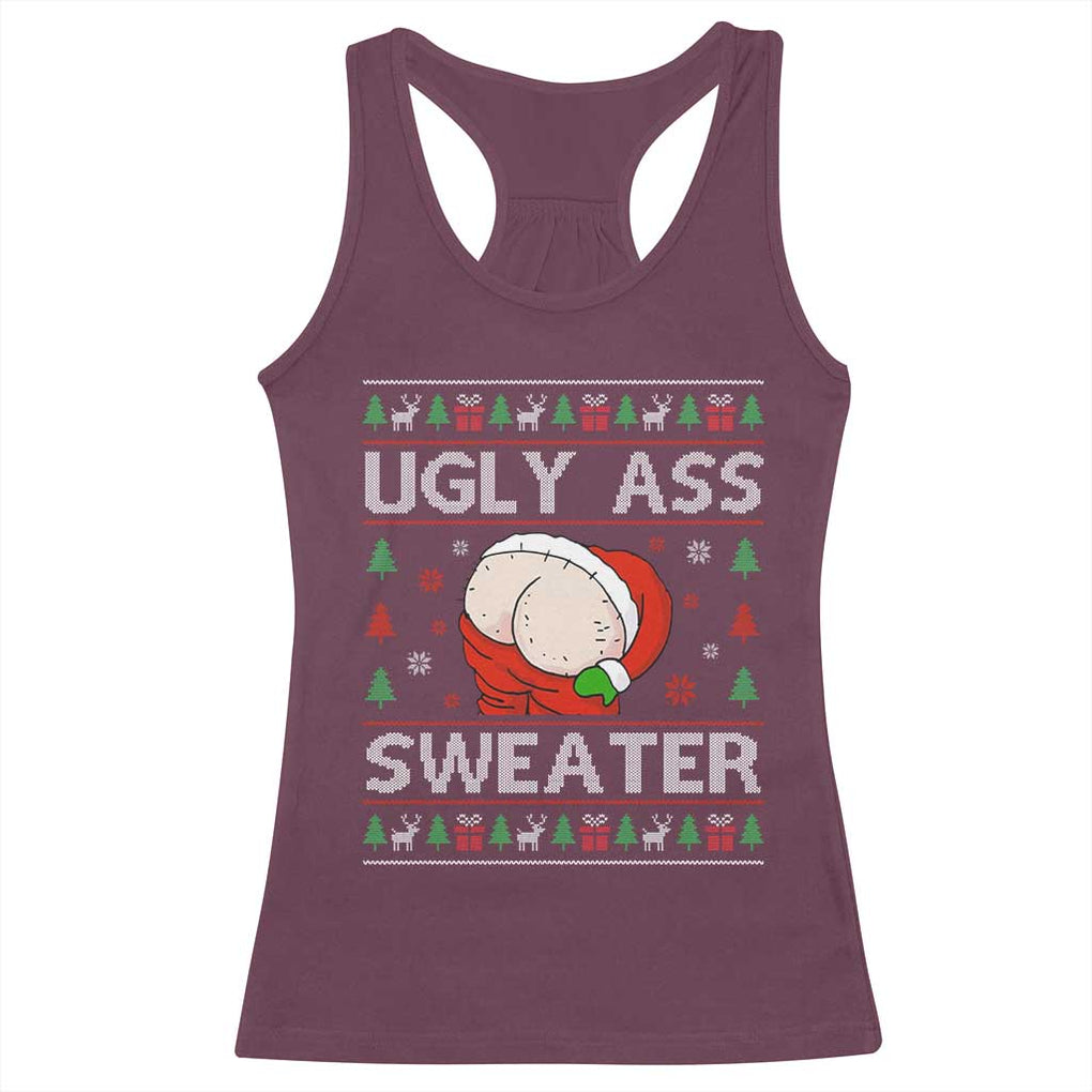 Funny Santa Christmas Racerback Tank Top Ugly Ass XMas Elephant Gift for Him TS10 Maroon Print Your Wear