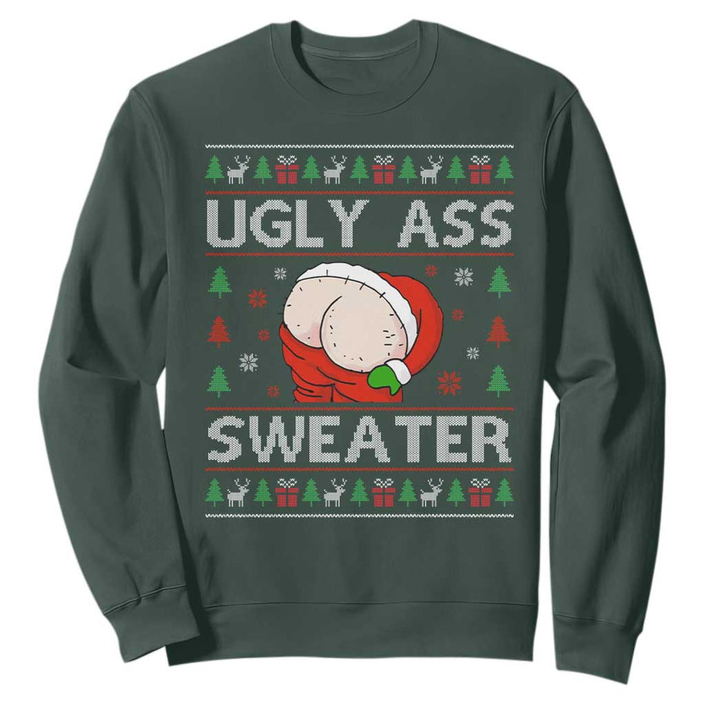 Funny Santa Christmas Sweatshirt Ugly Ass XMas Elephant Gift for Him TS10 Dark Forest Green Print Your Wear