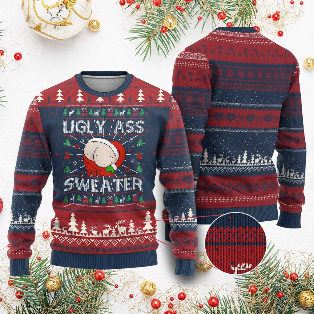 Funny Santa Ugly Christmas Sweater Ugly Ass XMas Elephant Gift for Him TS10 Burgundy Print Your Wear