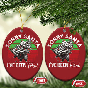 Raccoon Xmas Christmas Ornament Sorry Santa I've Been Feral Retro Xmas Tree TS10 Oval Red Print Your Wear