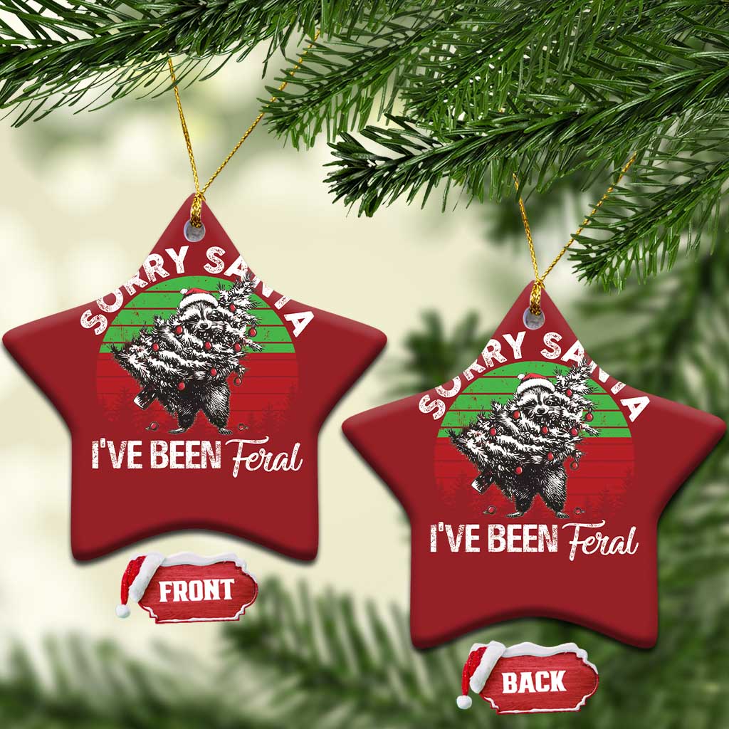 Raccoon Xmas Christmas Ornament Sorry Santa I've Been Feral Retro Xmas Tree TS10 Star Red Print Your Wear