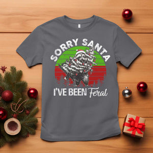 Raccoon Christmas T Shirt Sorry Santa I've Been Feral Retro Xmas Tree TS10 Charcoal Print Your Wear