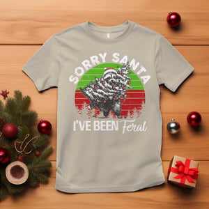 Raccoon Christmas T Shirt Sorry Santa I've Been Feral Retro Xmas Tree TS10 Sand Print Your Wear