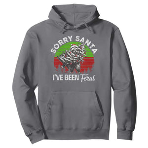 Raccoon Christmas Hoodie Sorry Santa I've Been Feral Retro Xmas Tree TS10 Charcoal Print Your Wear