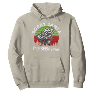 Raccoon Christmas Hoodie Sorry Santa I've Been Feral Retro Xmas Tree TS10 Sand Print Your Wear