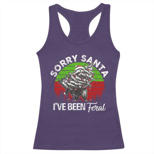 Raccoon Christmas Racerback Tank Top Sorry Santa I've Been Feral Retro Xmas Tree TS10 Purple Print Your Wear