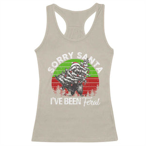Raccoon Christmas Racerback Tank Top Sorry Santa I've Been Feral Retro Xmas Tree TS10 Sand Print Your Wear