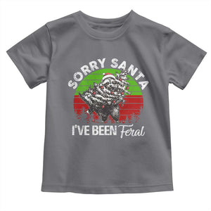 Raccoon Christmas Toddler T Shirt Sorry Santa I've Been Feral Retro Xmas Tree TS10 Charcoal Print Your Wear