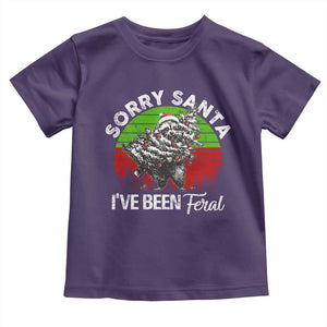 Raccoon Christmas Toddler T Shirt Sorry Santa I've Been Feral Retro Xmas Tree TS10 Purple Print Your Wear