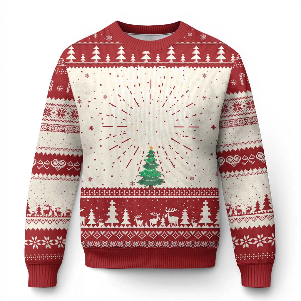 Funny Xmas Saying Ugly Christmas Sweater Look At Me Being All Festive TS10 Red Print Your Wear
