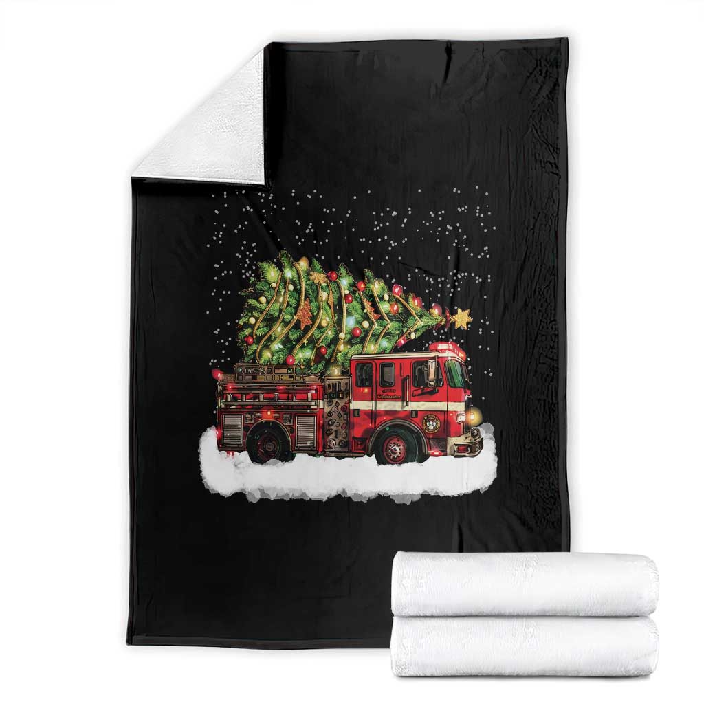 Fire Truck Christmas Throw Blanket Fireman Xmas Firefighter TS10 Black Print Your Wear
