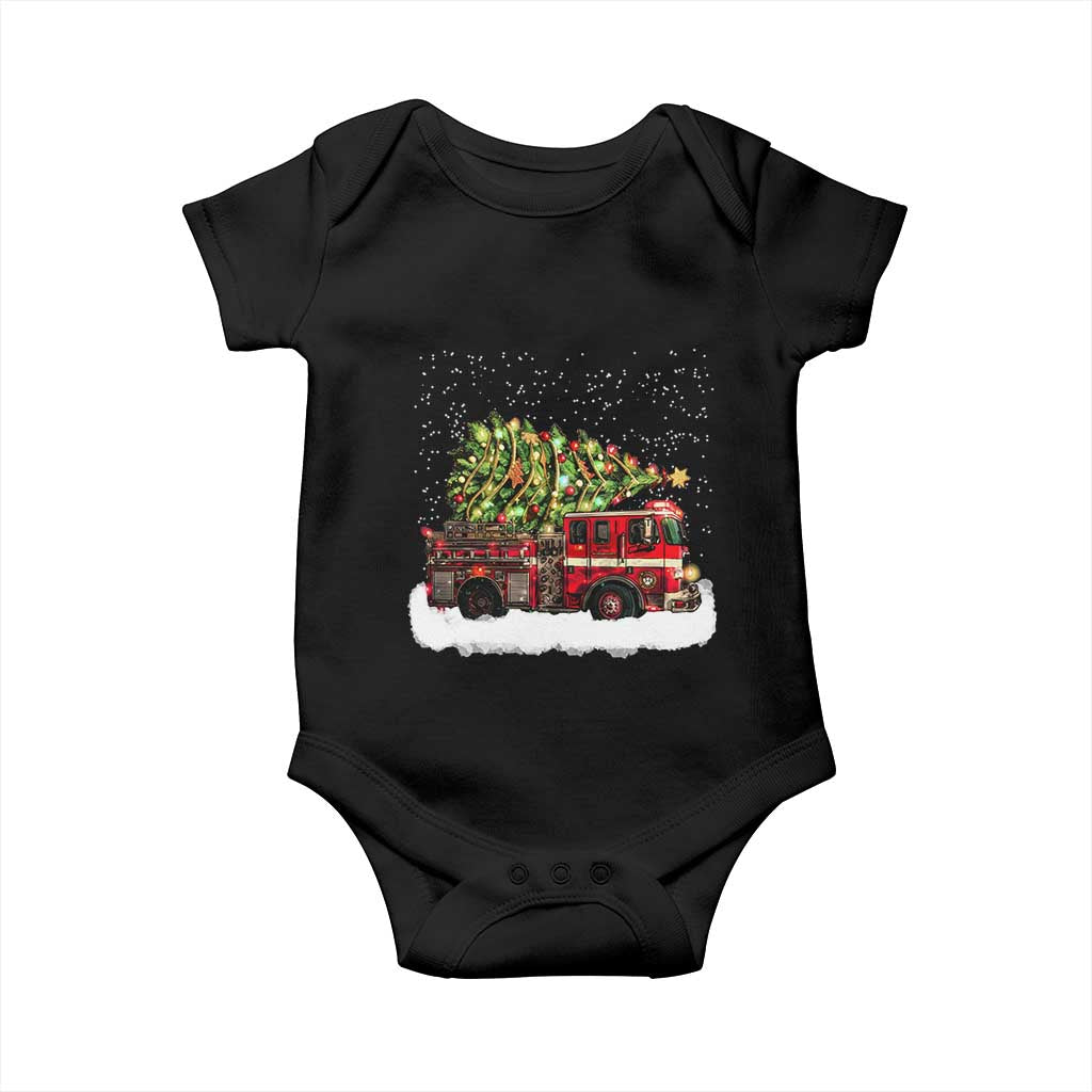 Fire Truck Christmas Baby Onesie Fireman Xmas Firefighter TS10 Black Print Your Wear