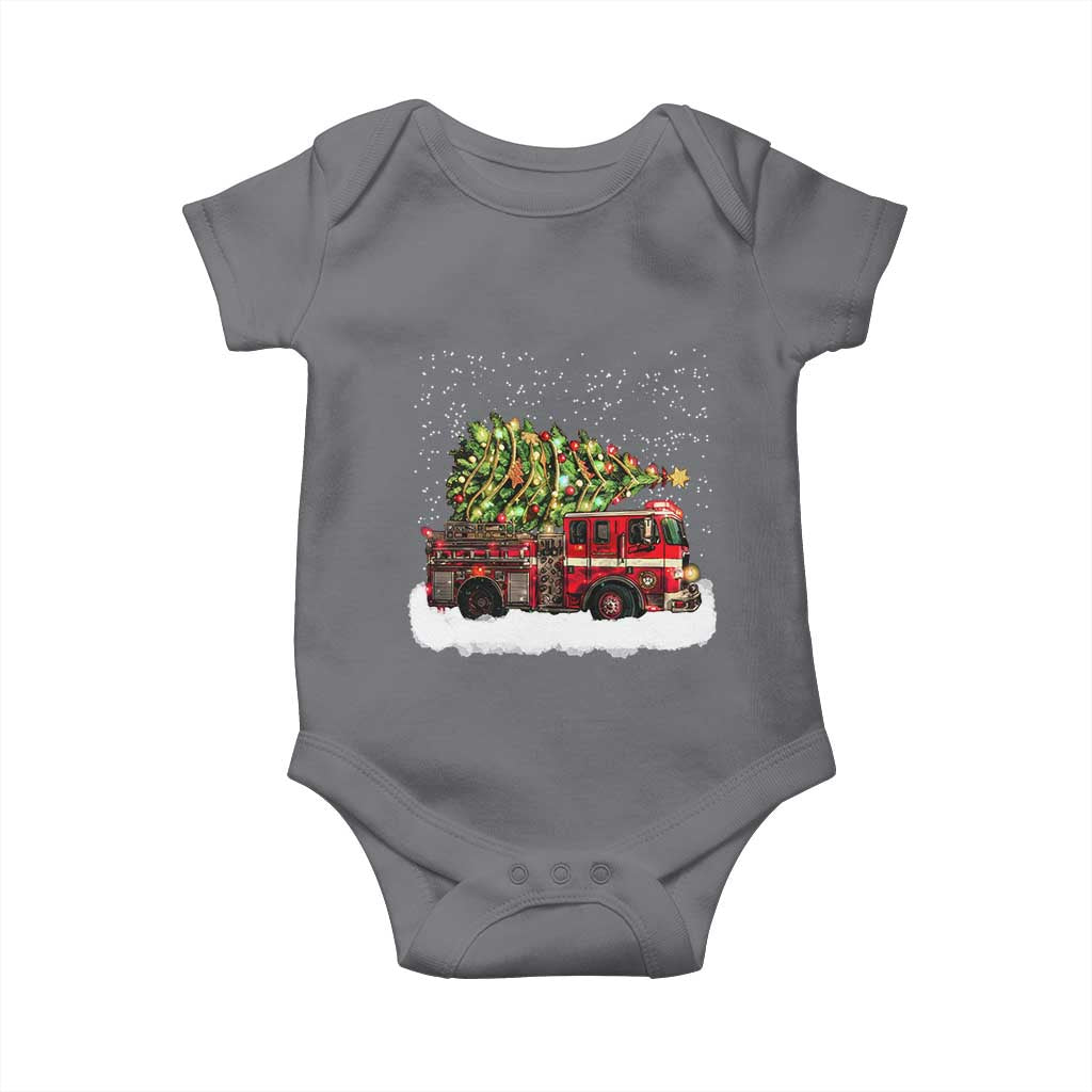 Fire Truck Christmas Baby Onesie Fireman Xmas Firefighter TS10 Charcoal Print Your Wear