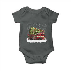Fire Truck Christmas Baby Onesie Fireman Xmas Firefighter TS10 Dark Heather Print Your Wear