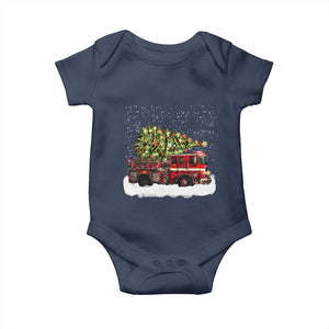 Fire Truck Christmas Baby Onesie Fireman Xmas Firefighter TS10 Navy Print Your Wear