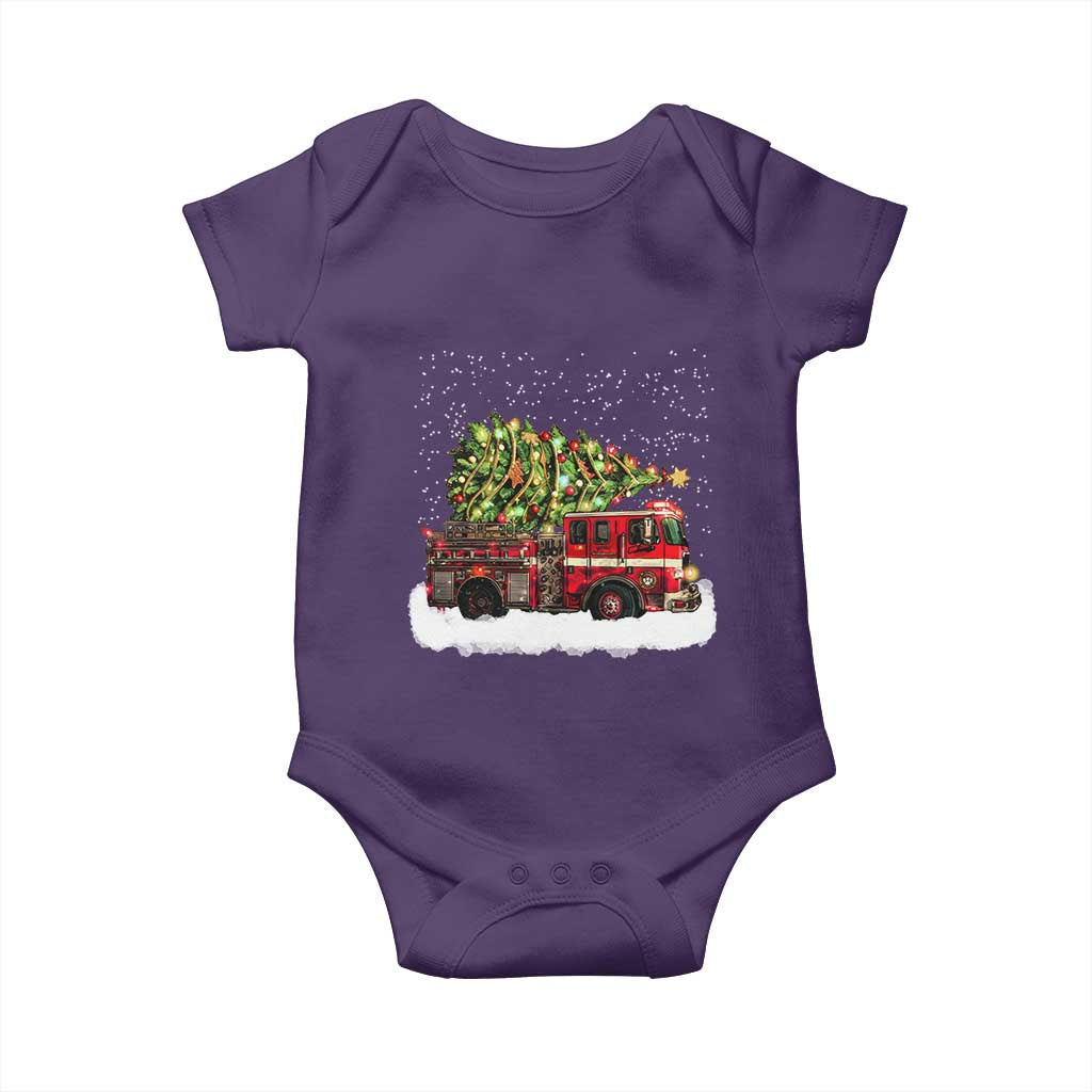 Fire Truck Christmas Baby Onesie Fireman Xmas Firefighter TS10 Purple Print Your Wear