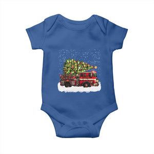 Fire Truck Christmas Baby Onesie Fireman Xmas Firefighter TS10 Royal Blue Print Your Wear