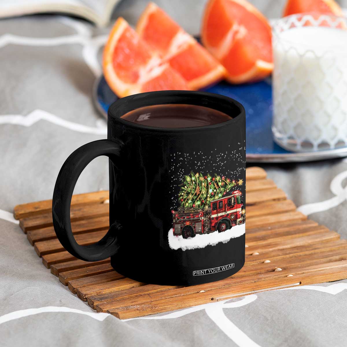Fire Truck Christmas Coffee Mug Fireman Xmas Firefighter TS10 Print Your Wear