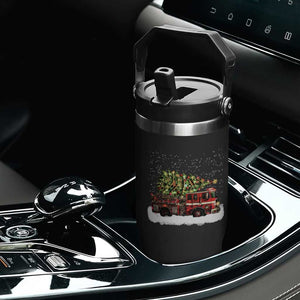 Fire Truck Christmas Flip Straw Tumbler Fireman Xmas Firefighter TS10 Print Your Wear