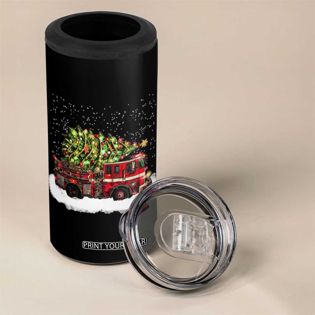 Fire Truck Christmas 4 in 1 Can Cooler Tumbler Fireman Xmas Firefighter TS10 Print Your Wear