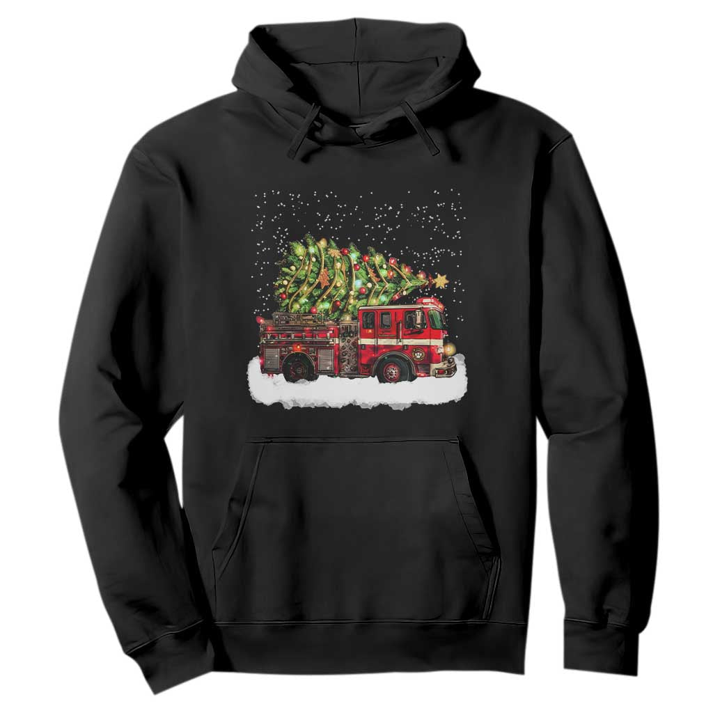Fire Truck Christmas Hoodie Fireman Xmas Firefighter TS10 Black Print Your Wear