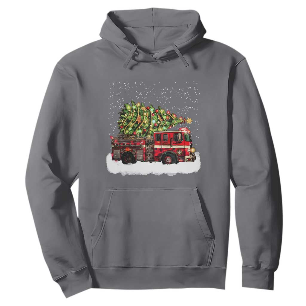 Fire Truck Christmas Hoodie Fireman Xmas Firefighter TS10 Charcoal Print Your Wear